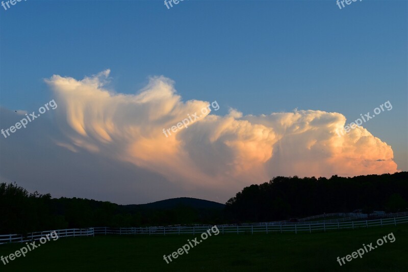 Sunset Clouds Puffy Sky Nature