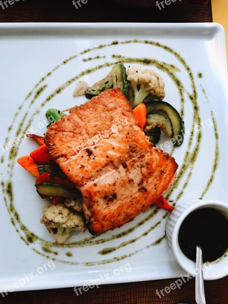 Salmon Meal Lafayete Restaurant Gastronomy