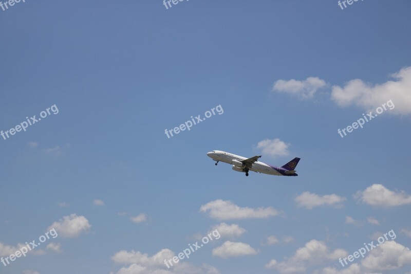 Airplane Sky Blue Cloud Yellow