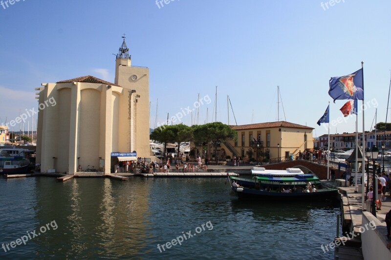 South Of France Côte D ' Azur Port Grimaud Bay Of Saint Tropez Church