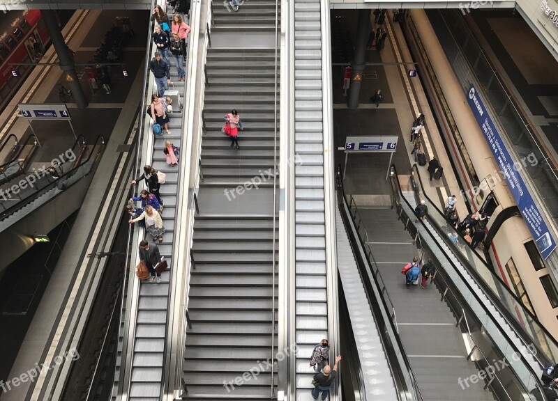 Escalator Stairs Train Architecture Means Of Rail Transport