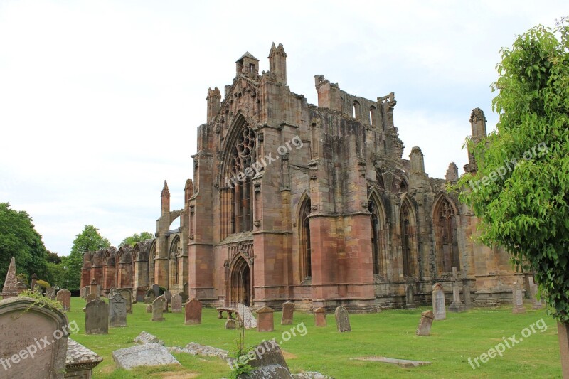 Melrose Abbey Historical Scotland Ruin Robert The Bruce