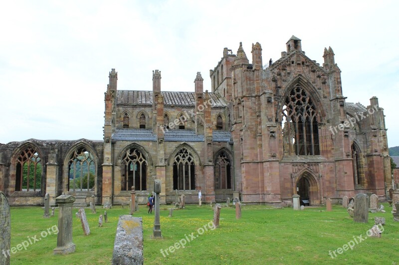 Melrose Abbey Historical Scotland Ruin Robert The Bruce