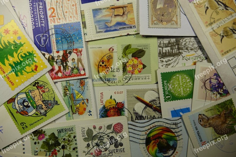 Postage Stamps Collect Stamped Write Postcard