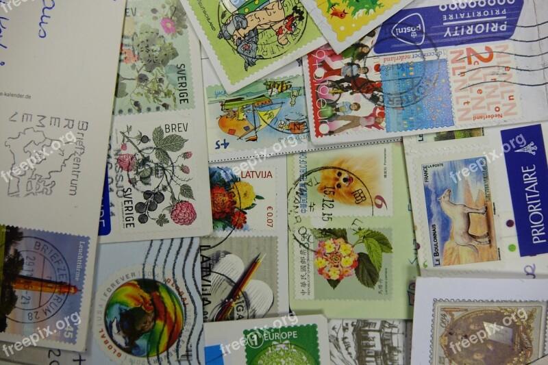 Postage Stamps Collect Stamped Write Postcard