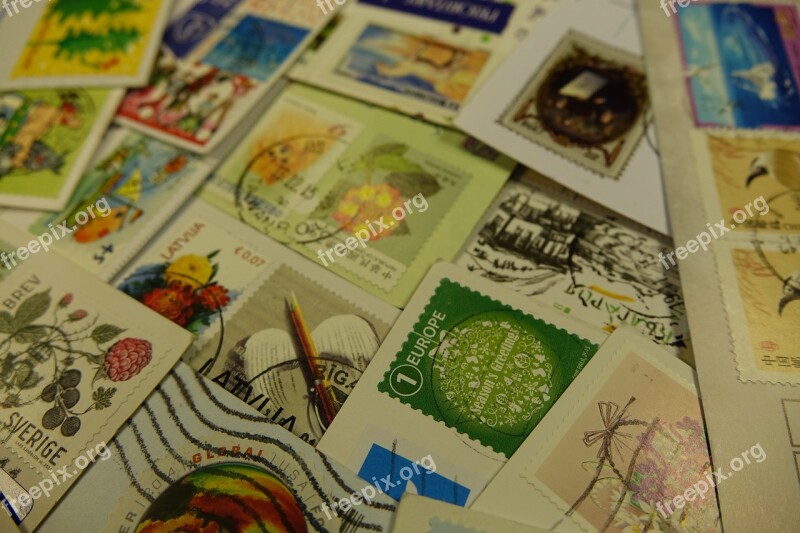 Postage Stamps Collect Stamped Write Postcard