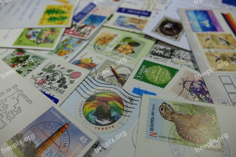 Postage Stamps Collect Stamped Write Postcard