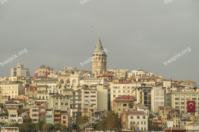 Galata Tower City Istanbul Turkey Architecture