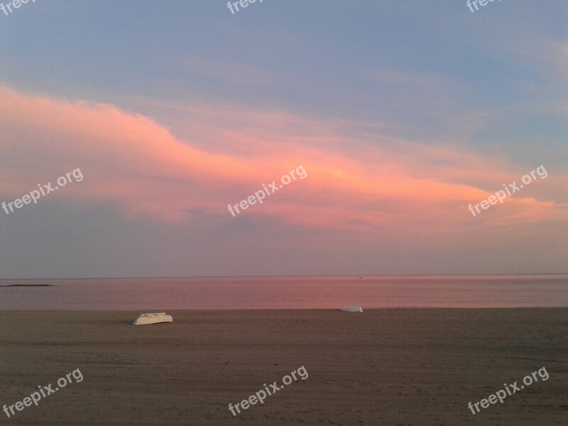 Background Sunset Beach Backlight Clouds