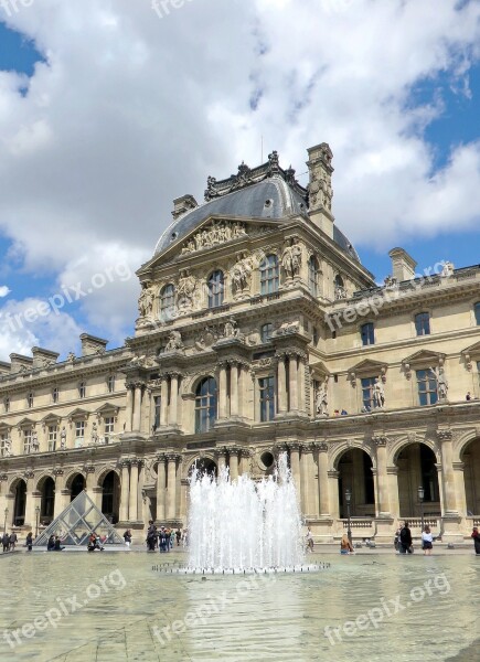 Paris The Louvre Pavilion Water Plan Mirror