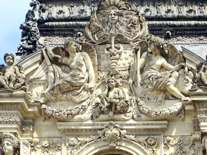 Paris The Louvre Pediment Statues Museum