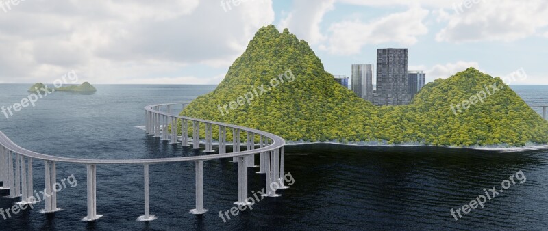 Road Island Cgi Architecture Landscape