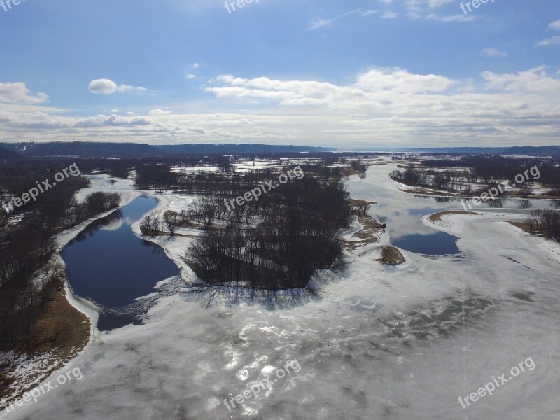 Mississippi River Blue Sky Drone Free Photos