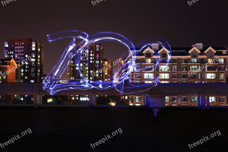 Light Painting Night View City Free Photos