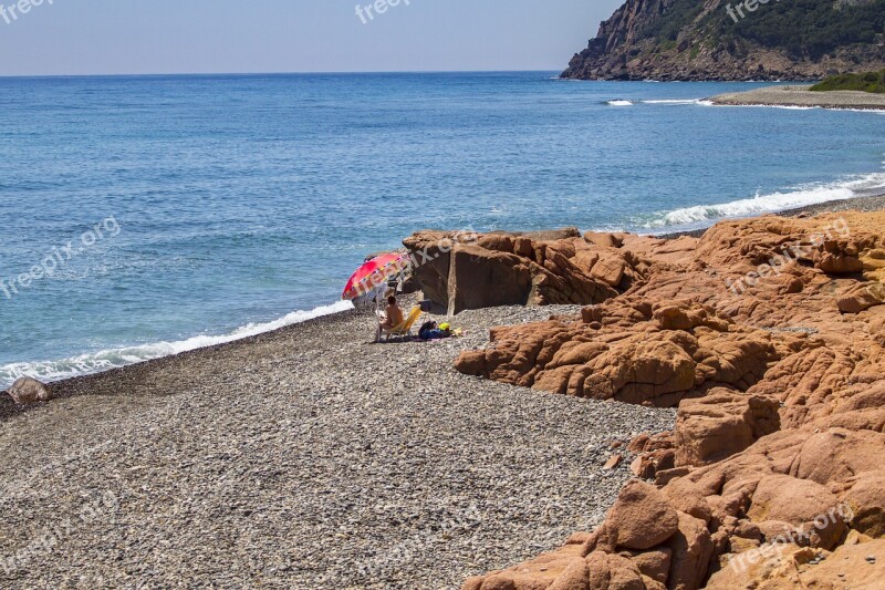 Beach Lonely Beach Sardinia Parasol Free Photos