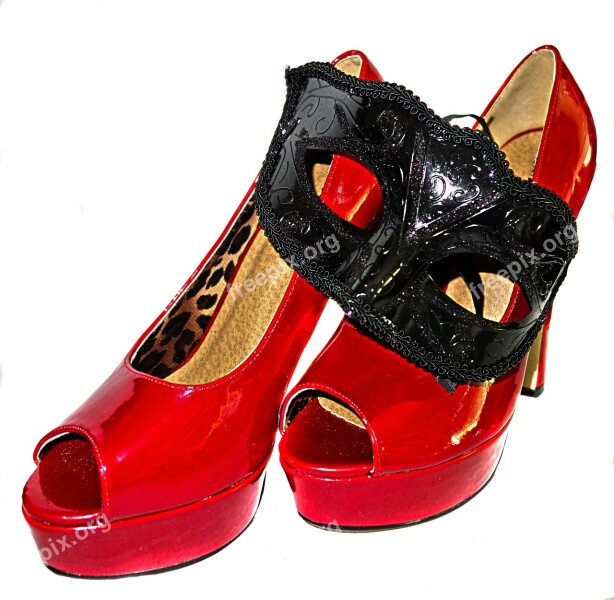 High Heels Mask Red Paint Leather