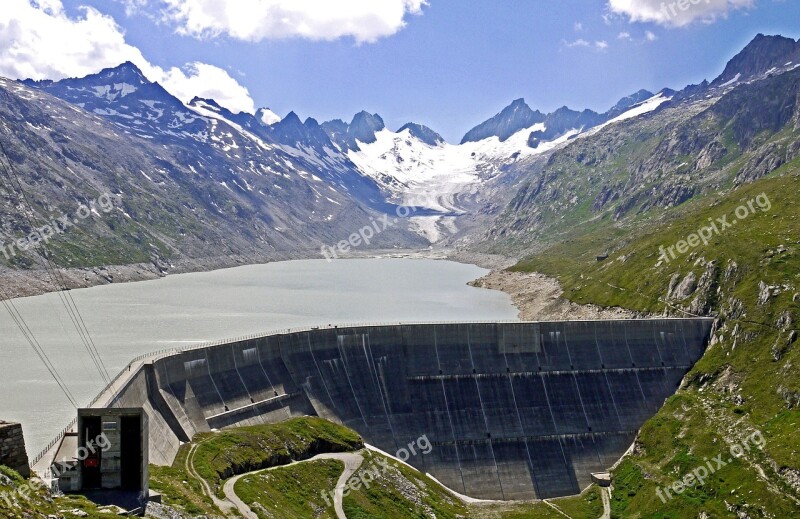 Switzerland Oberaarsee Aare Aarequelle Oberaar Glacier