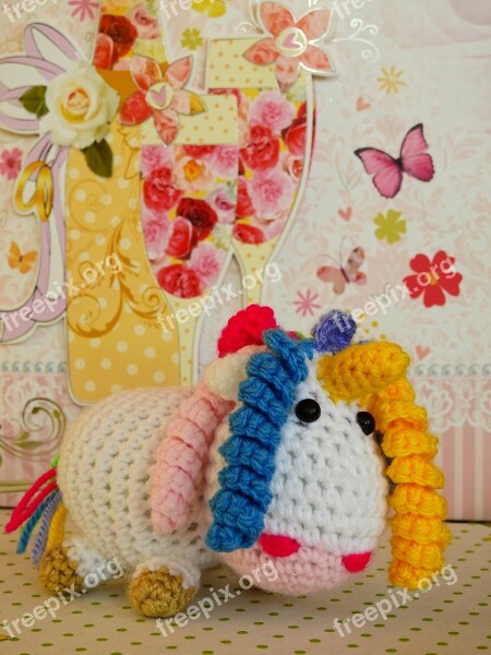 Unicorn Knit Wool Fabric Stuffed Animal