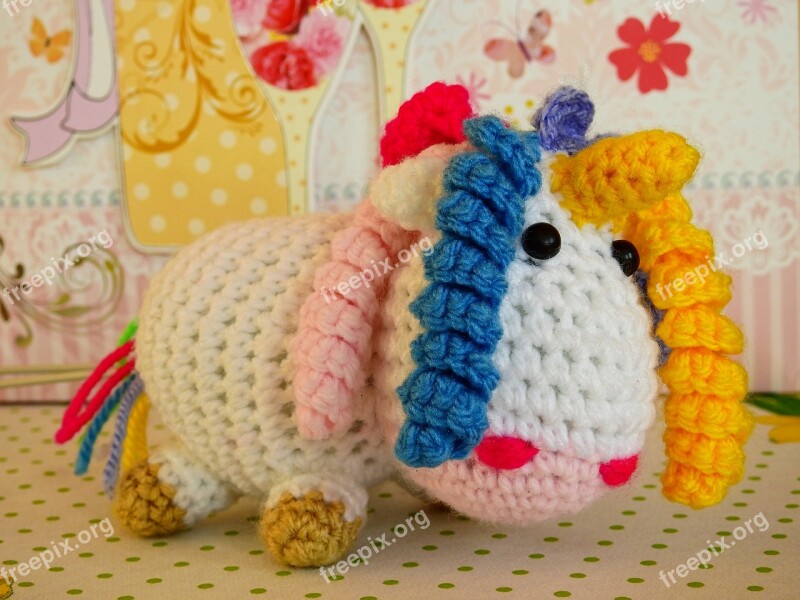 Unicorn Knit Wool Fabric Stuffed Animal