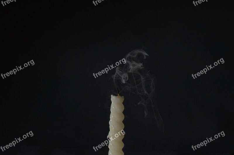 Candle Extinguished Smoke Wick Twisted