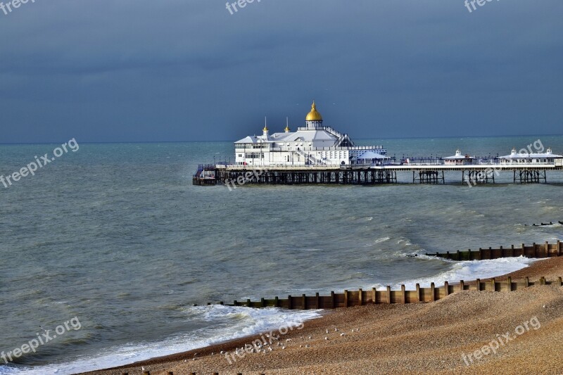 Pier Eastbourne Sea Covered England