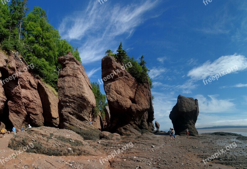 Hopewell Rocks Seashore Coastline Landscape Coastal