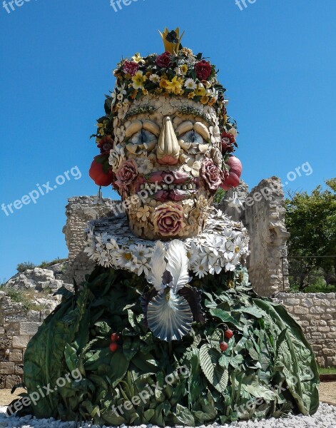 Sculpture Giant Arcimboldo Fruit Four Seasons