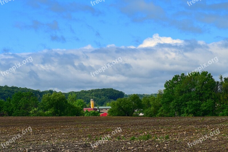 Barn Silo Farmland Spring Planting