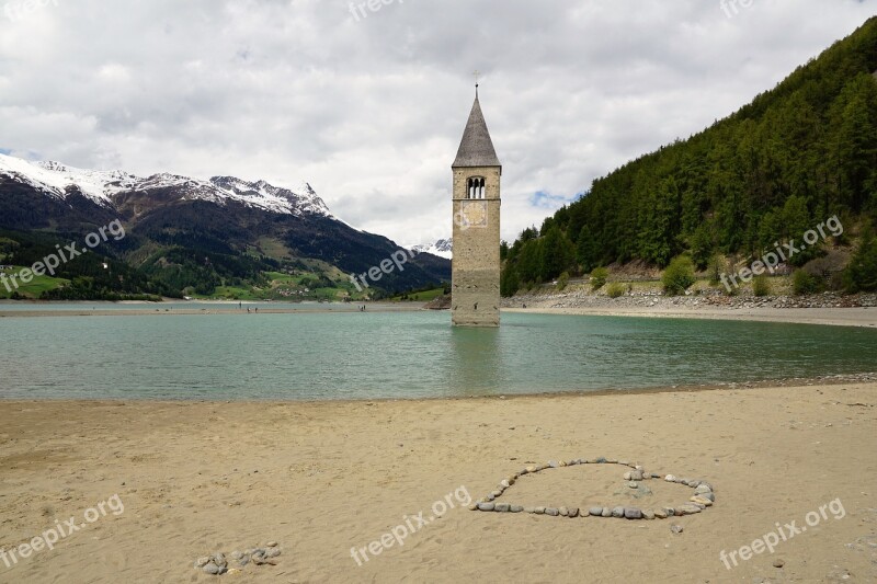 Reschensee Curon Venosta Resia Lake St Valentin Auf Der Haide Kaschon