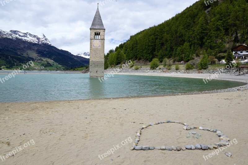 Reschensee Curon Venosta Resia Lake St Valentin Auf Der Haide Kaschon