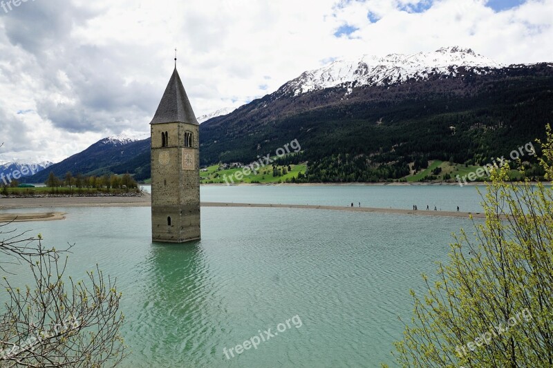 Reschensee Curon Venosta Resia Lake St Valentin Auf Der Haide Kaschon