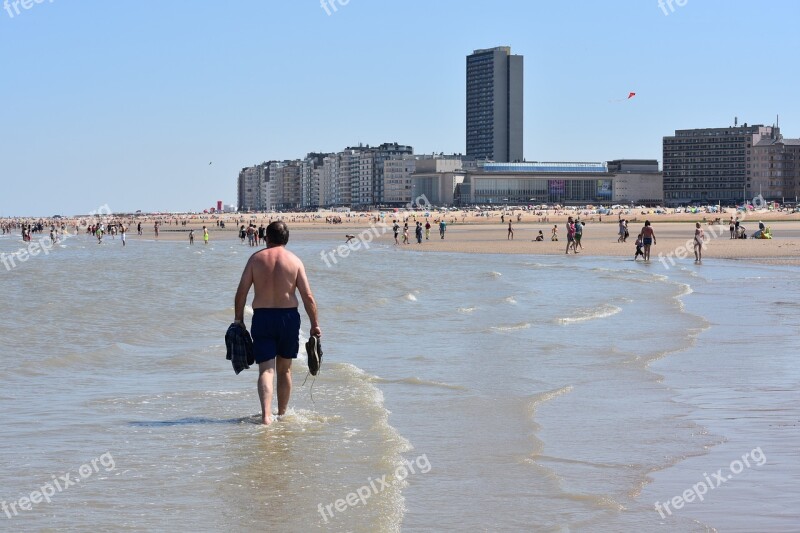 Man Hiking Sea Beach Summer