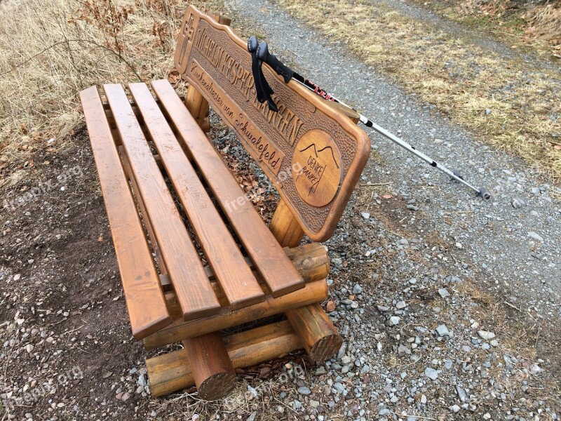 Park Bench Hike Leki Hiking Poles Free Photos