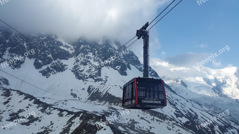 Chamonix Cable Car Aiguille Du Midi Mountain Railway Gondola