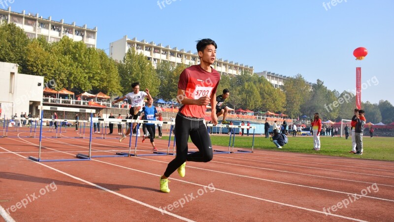 Sports Character Red Run Hurdle