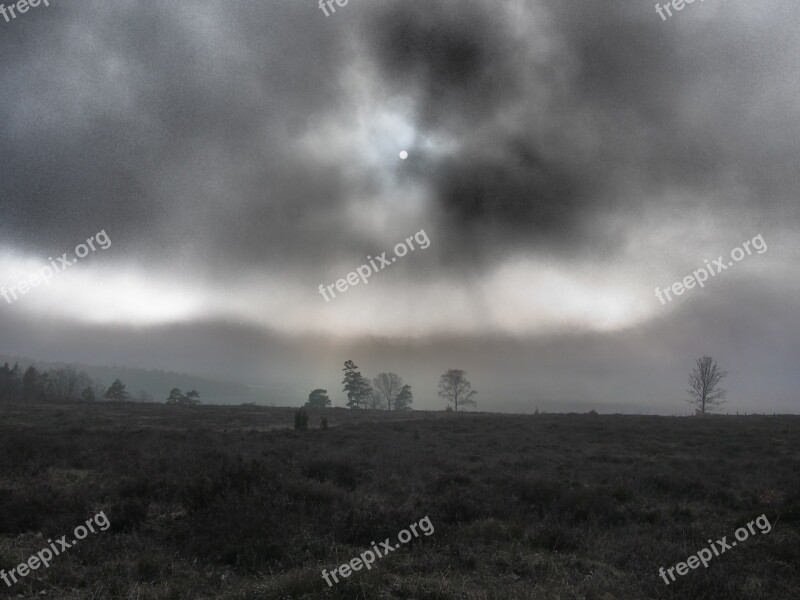 Moorland Mist Autumn Evening Nature Mystery