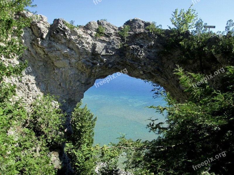 Arch Rock Michigan Nature Landscape