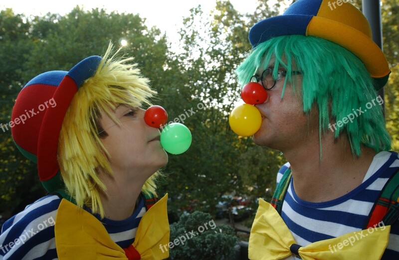 Clowns Circus Gum Chewing Gum Bubbles Father And Son Free Photos