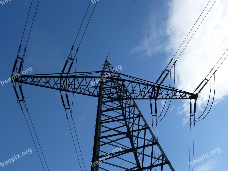 High Voltage Mast Power Lines Power Line Electricity