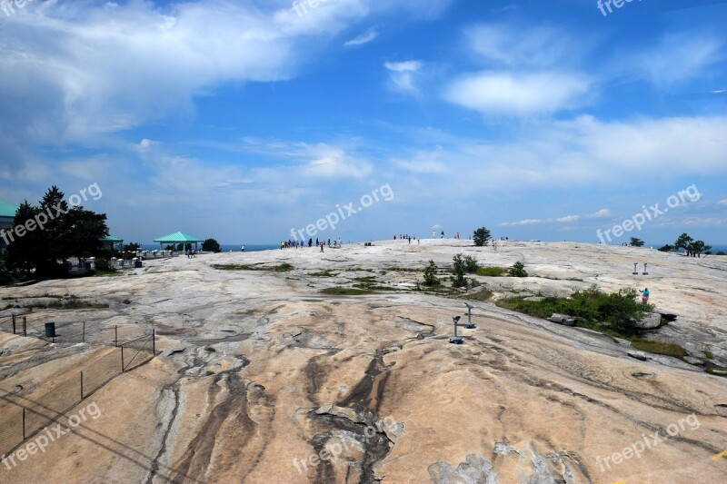 Atop Stone Mountain High Up Unrecognizable People People Height