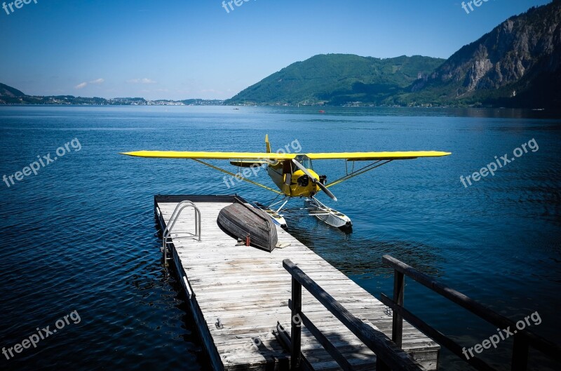 Seaplane Lake Mountains Nature Rock