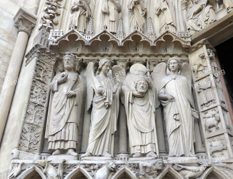 Paris Notre-dame Cathedral Statues Portal