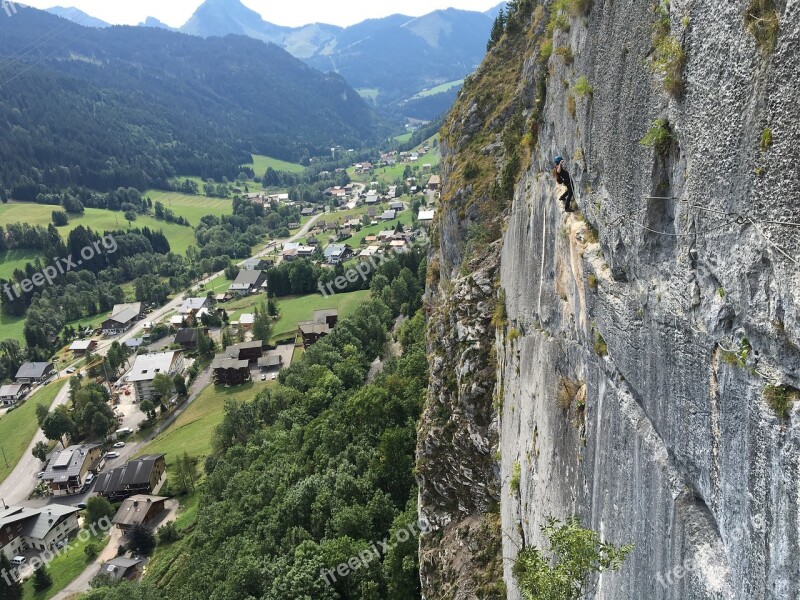 Alps Cliff Climbing Via Ferrata Rock