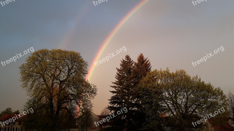 Rainbow Light Installation Panorama Rainbow Colors Double Rainbow