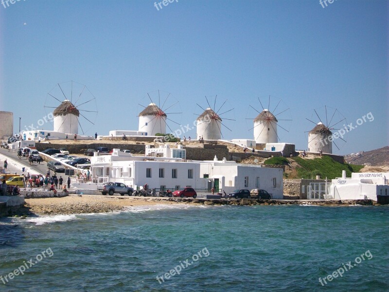 Windmills Katakolon Greece Free Photos