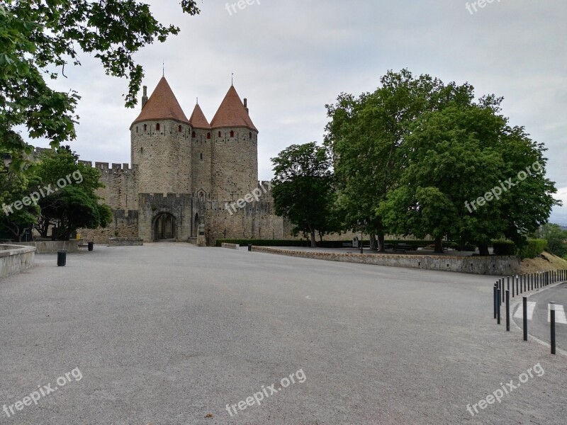 Carcassonne Medieval City Ancient City Porte Narbonnaise Monument