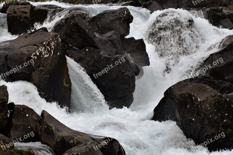 Waterfall River White Rock Gushing