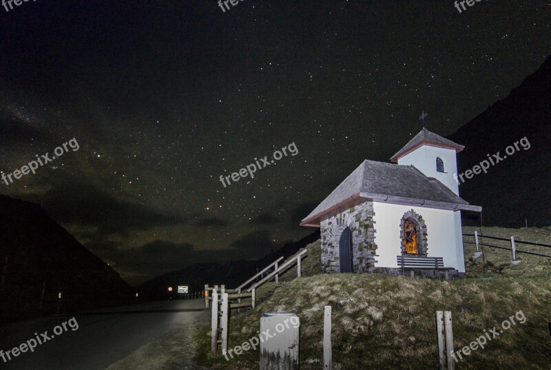 Chapel Church Night Small Church Alpine