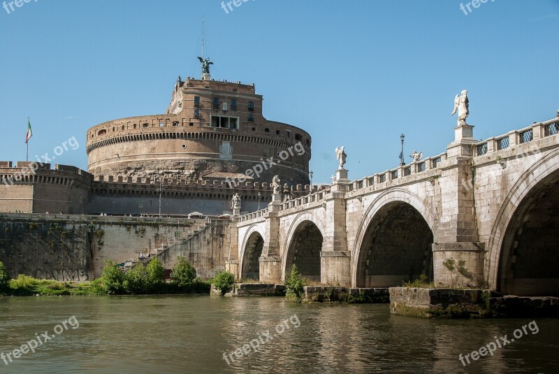 Rome Castle Saint-angel Tiber Bridge Free Photos