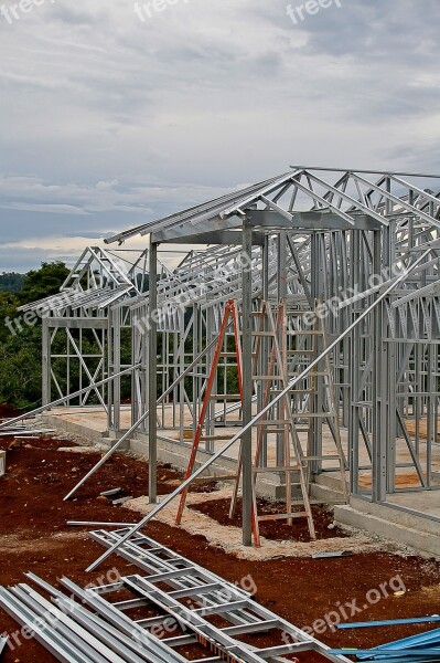 House Building Building Steel Frame Frame Geometric